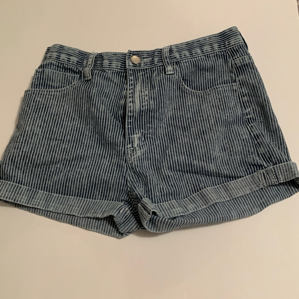 Stripped High Rise Denim Jeans